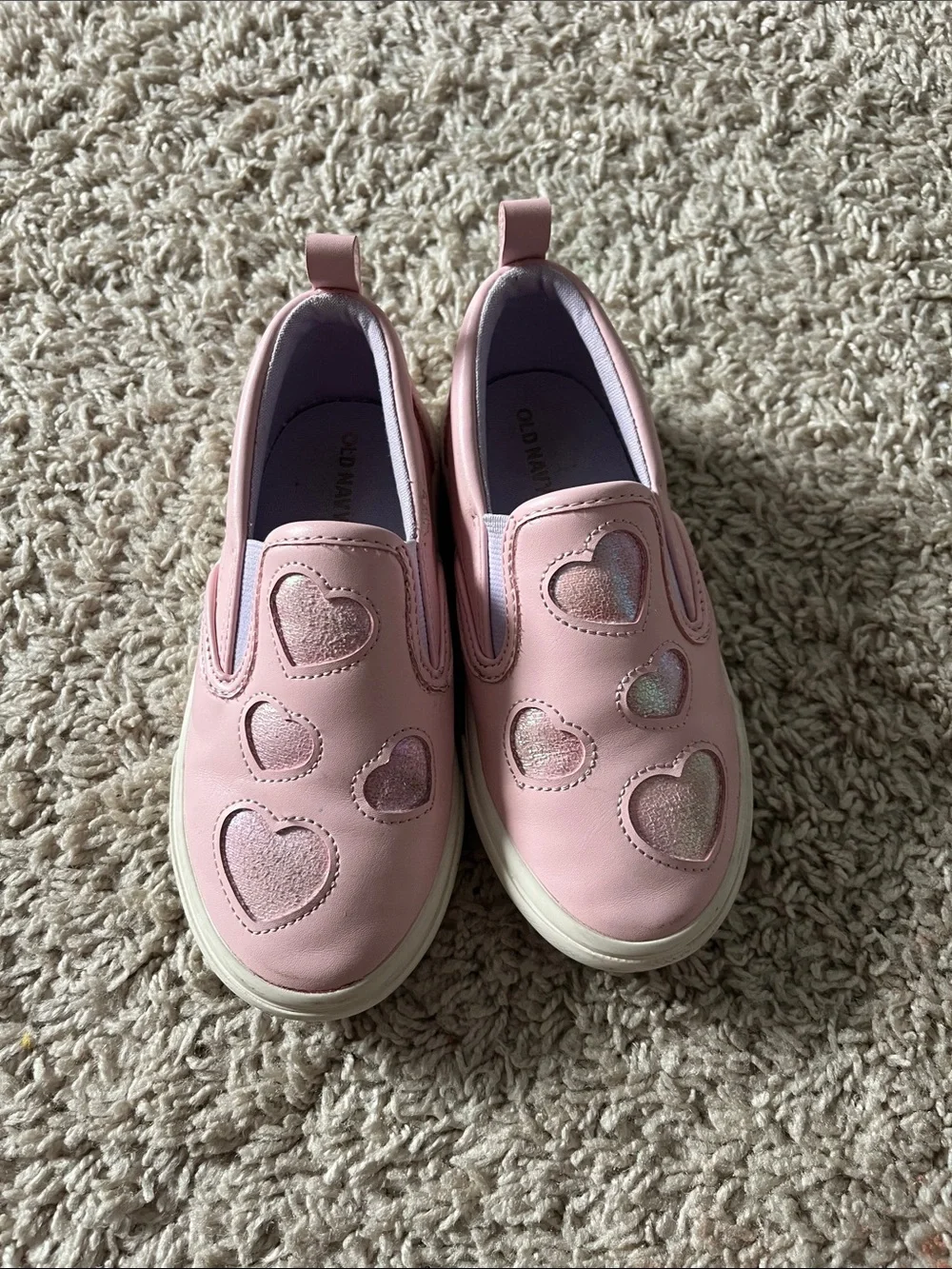 Old Navy Pink Glitter Heart Slip-On Sneakers